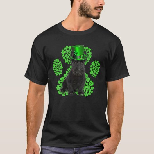 Scottish Terrier Shamrock Paw Clovers St Patrick's Tシャツ (正面)