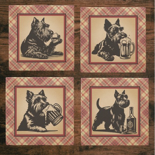 Scottish Terrier Tartan Plaid Earthtones