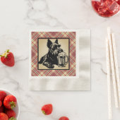 Scottish Terrier Tartan Plaid Earthtones 縁ありカクテルナプキン (インサイチュ)