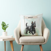 Scottish Terrier Watercolor Personalized Dog クッション (椅子)