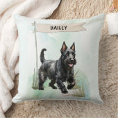 Scottish Terrier Watercolor Personalized Dog クッション (ブランケット)