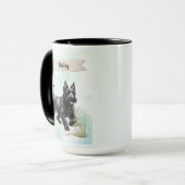 Scottish Terrier Watercolor Personalized Dog マグカップ (正面左)