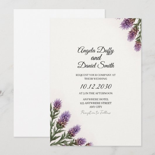 Scottish Thistle Wedding Invitation 招待状 (正面/裏面)