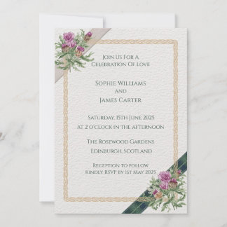 Scottish Thistle Wedding Invitation Celtic Tartan 招待状
