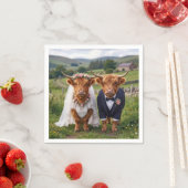 Scottish Wedding Highland Cows スタンダードカクテルナプキン (インサイチュ)