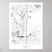 Scottsdale Arizona Modern Minimal Simple Map ポスター (正面)