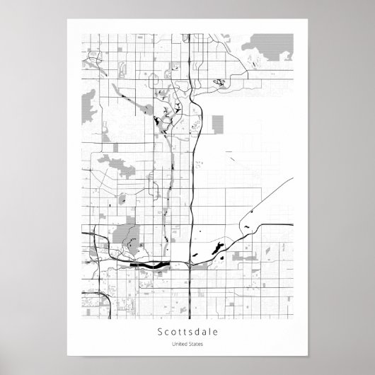 Scottsdale Arizona Modern Minimal Simple Map ポスター (正面)