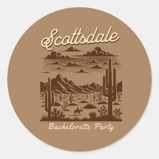 scottsdale bachelorette party brown ラウンドシール (正面)