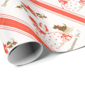 Scottyの赤く黒い女の子のビクトリアンなクリスマスのカード設計 ラッピングペーパー (ロールコーナー)