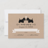 Scotty犬はRSVPの応答の結婚のシルエットを描きます 出欠カード (正面)