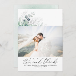 Scoults Silver Greenery結婚's Thank You サンキューカード