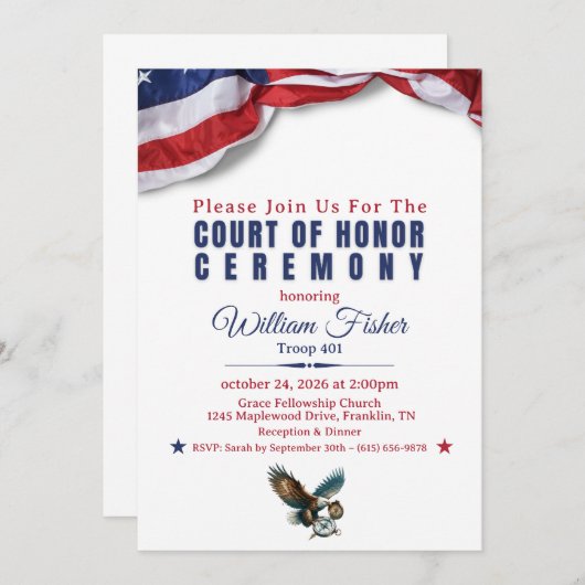 Scout Achievement Ceremony Invitation 招待状 (正面/裏面)