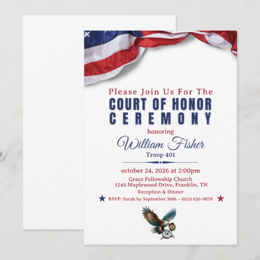 Scout Achievement Ceremony Invitation 招待状 (正面/裏面)