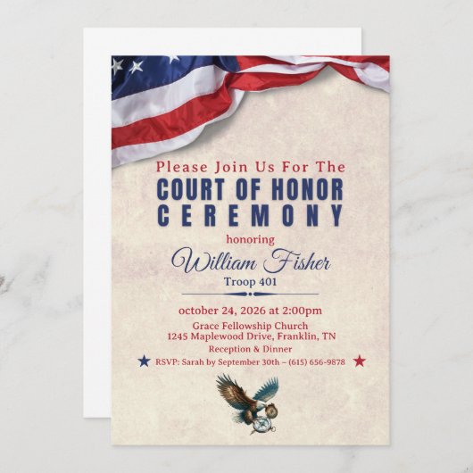 Scout Achievement Ceremony Invitation 招待状 (正面/裏面)