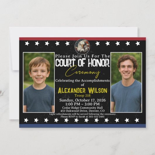 Scout Achievement Ceremony Invitation with Photos 招待状 (正面)