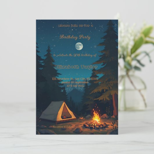 scout Camping party birthday  invitation 招待状 (スタンド正面)