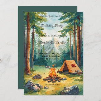 scout Camping party birthday invitation 招待状