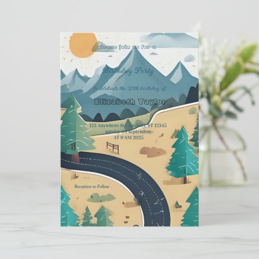 scout Camping party birthday  invitation 招待状 (スタンド正面)