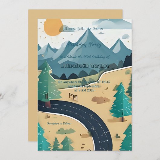 scout Camping party birthday  invitation 招待状 (正面/裏面)