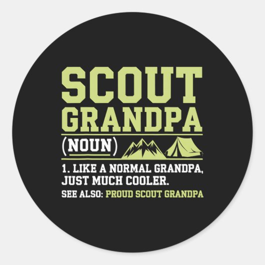 Scout Grandpa Funny Camping Hiking Mountain Gift  ラウンドシール (正面)