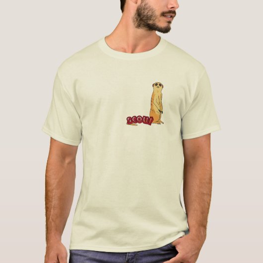 Scout Meerkat T-Shirt – とはっきりしたよくはしゃぐデザイン Tシャツ (正面)
