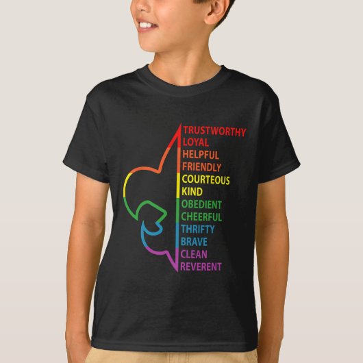 Scouting Law Scouting Camping Rainbow Colorful Tシャツ (正面)