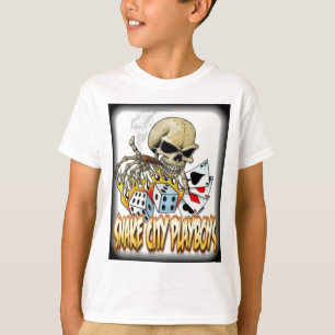 SCPスカルおよびカードロゴ Tシャツ