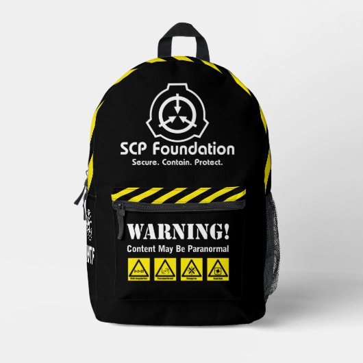 SCP Secure. Contain. Protect. Paranormal Backpack プリントバックパック (正面)