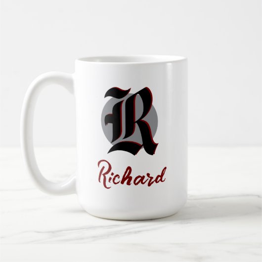 Scramble Golf Dad Vintage Gothic Monogram Name コーヒーマグカップ (左)