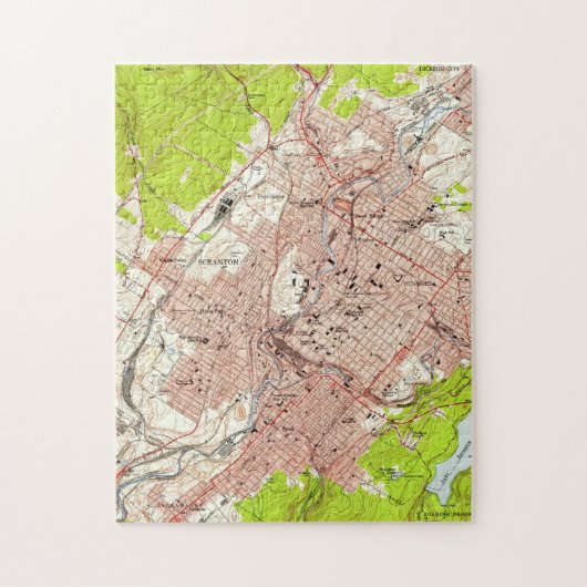 Scrantonペンシルバニア(1947年)のヴィンテージの地図 ジグソーパズル (縦)