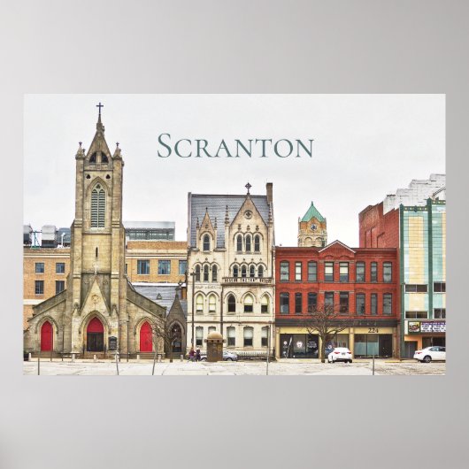 Scranton PAアーキテクチャ – Cityscapeポスター ポスター (正面)