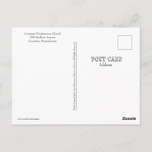 Scranton PAポストカードコベナンツ長老教会 ポストカード (裏面)