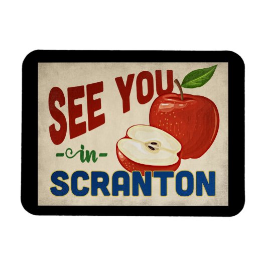 Scranton Pennsylvania Apple – ヴィンテージトラベル マグネット (横)