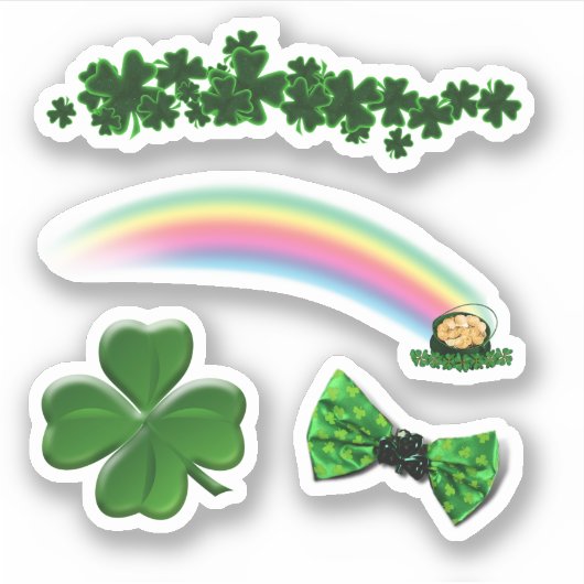 Scrap Booking Clovers Rainbow St. Patrick's Day シール (正面)