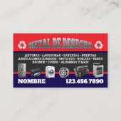Scrap Metal Pickup Business Cards English-Spanish 名刺 (裏面)