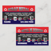 Scrap Metal Pickup Business Cards English-Spanish 名刺 (正面/裏面)