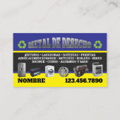 Scrap Metal Pickup Business Cards English-Spanish 名刺 (裏面)