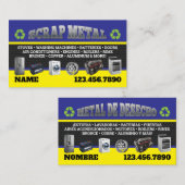 Scrap Metal Pickup Business Cards English-Spanish 名刺 (正面/裏面)
