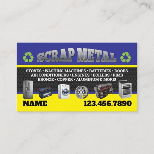 Scrap Metal Pickup Business Cards English-Spanish 名刺 (正面)