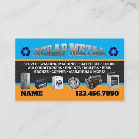 Scrap Metal Pickup Business Cards English-Spanish 名刺 (正面)