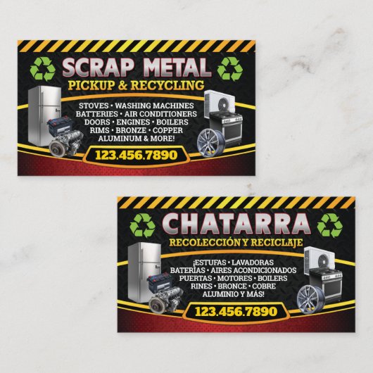 Scrap Metal Pickup Recycle Bilingual Business Card 名刺 (正面/裏面)