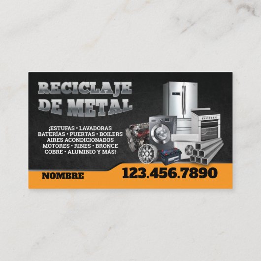 Scrap Metal Recycle English-Spanish Business Card 名刺 (裏面)