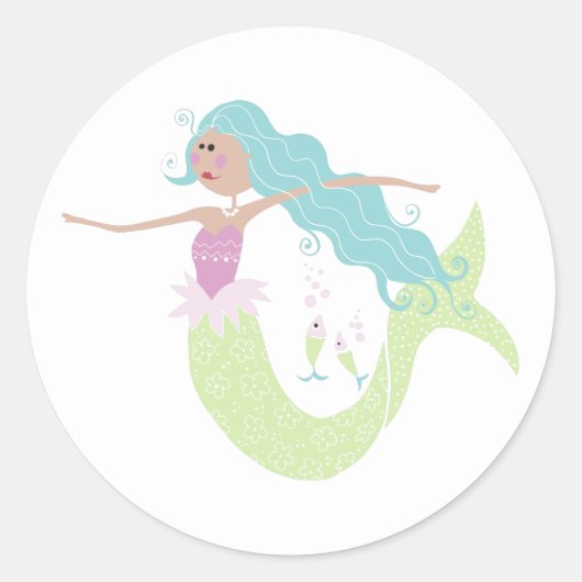 Scrapbook Mermaid Stickers ラウンドシール (正面)