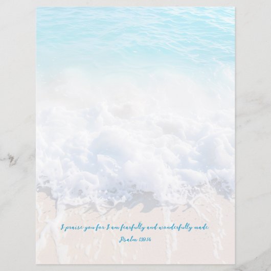 Scrapbook Sea Foam Blue Ocean Custom Paper (正面)