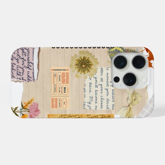 Scrapbook Style Floral Journal Cover Case iPhoneケース (裏面横)