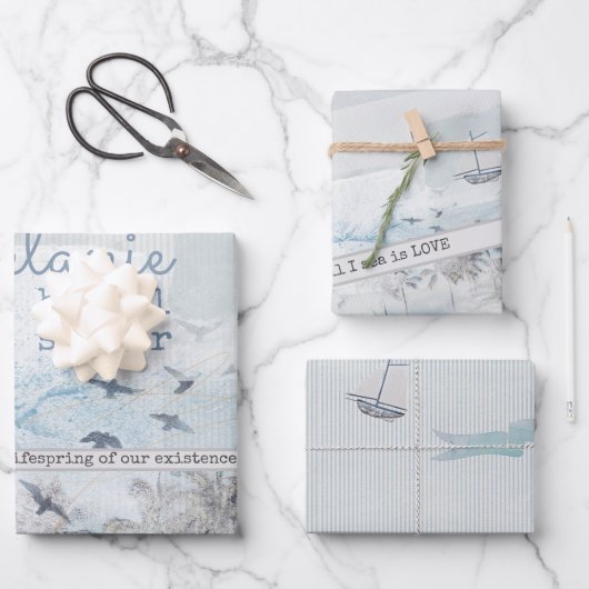 Scrapbooked Sea of Love Bridal Shower ラッピングペーパーシート (正面)