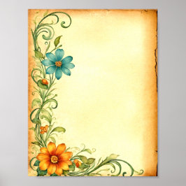Scrapbooking Junkjournal Vintage Blumen Download ポスター