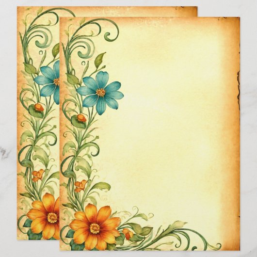 Scrapbooking Junkjournal Vintage Blumen Rahmen (正面/裏面)