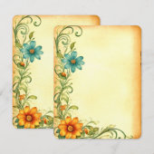 Scrapbooking Junkjournal Vintage Blumen Rahmen 出欠カード (正面/裏面)