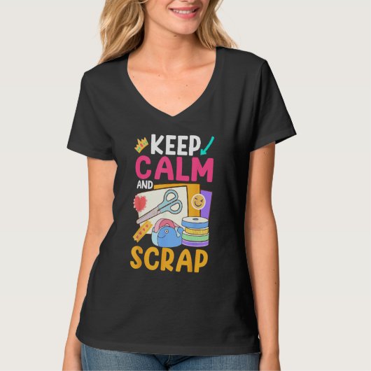 Scrapbooking Scrapbooker Keep Calm and Scrap Tシャツ (正面)